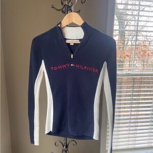 Vintage quarter zip 90’s Tommy Hilfiger sweater rib knit size S